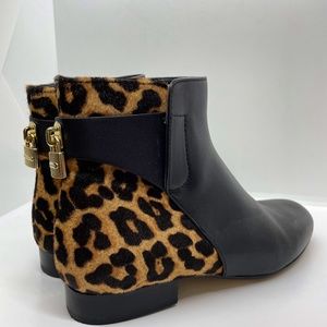 Michael Kors Black Leopard Leather Bootie 6.5
